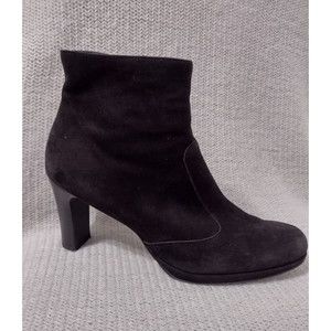 PAUL GREEN Black Suede Leather Boots, Women's Size 7.5, Handmade in Austria, Zip